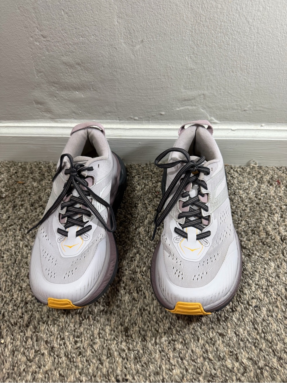 Hoka One One Light Gray & Pink Women's Running Sneakers